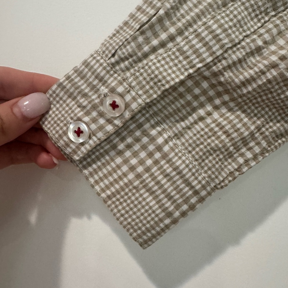 Maeve Plaid Button-Up Crinkled Shirt Dress - Picture 3 of 7